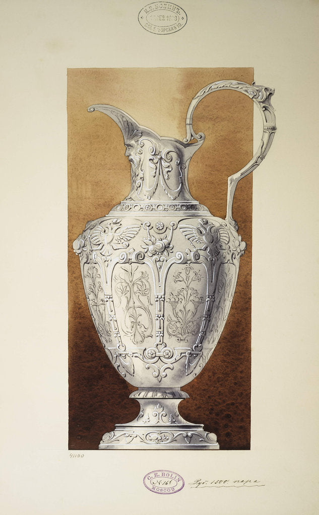 Detail of Design of a Ewer. (Series The Dowry of Grand Princess Maria Pavlovna), 1907-1908 by Carl Edvard Bolin company