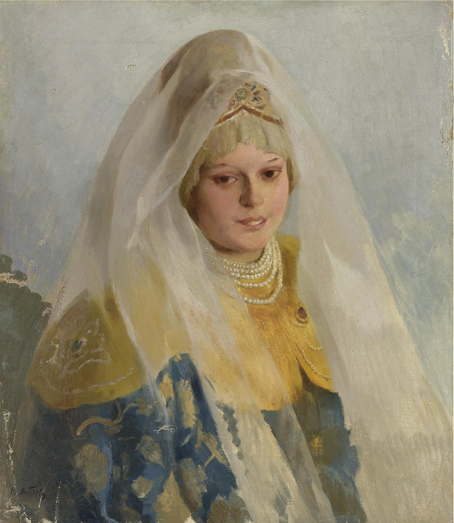 Detail of Boyars Wife by Klavdi Vasilyevich Lebedev