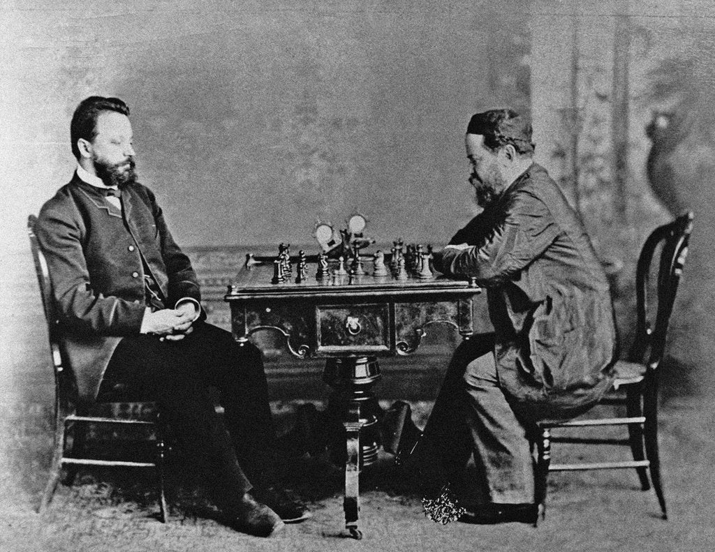 Detail of Mikhail Chigorin and William Steinitz in Havana, 1880, 1880 by Anonymous