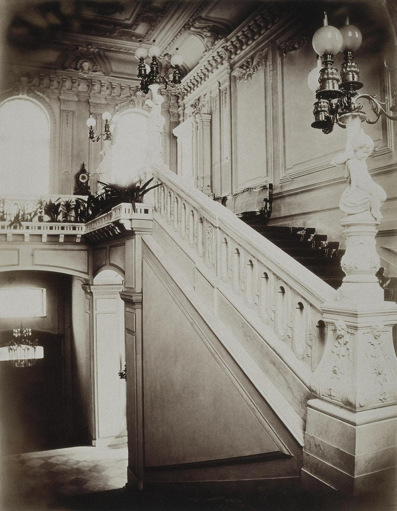 Detail of The Stroganov palace in Saint Petersburg. The grand staircase with lower vestibule, 1860s by Giovanni Bianchi