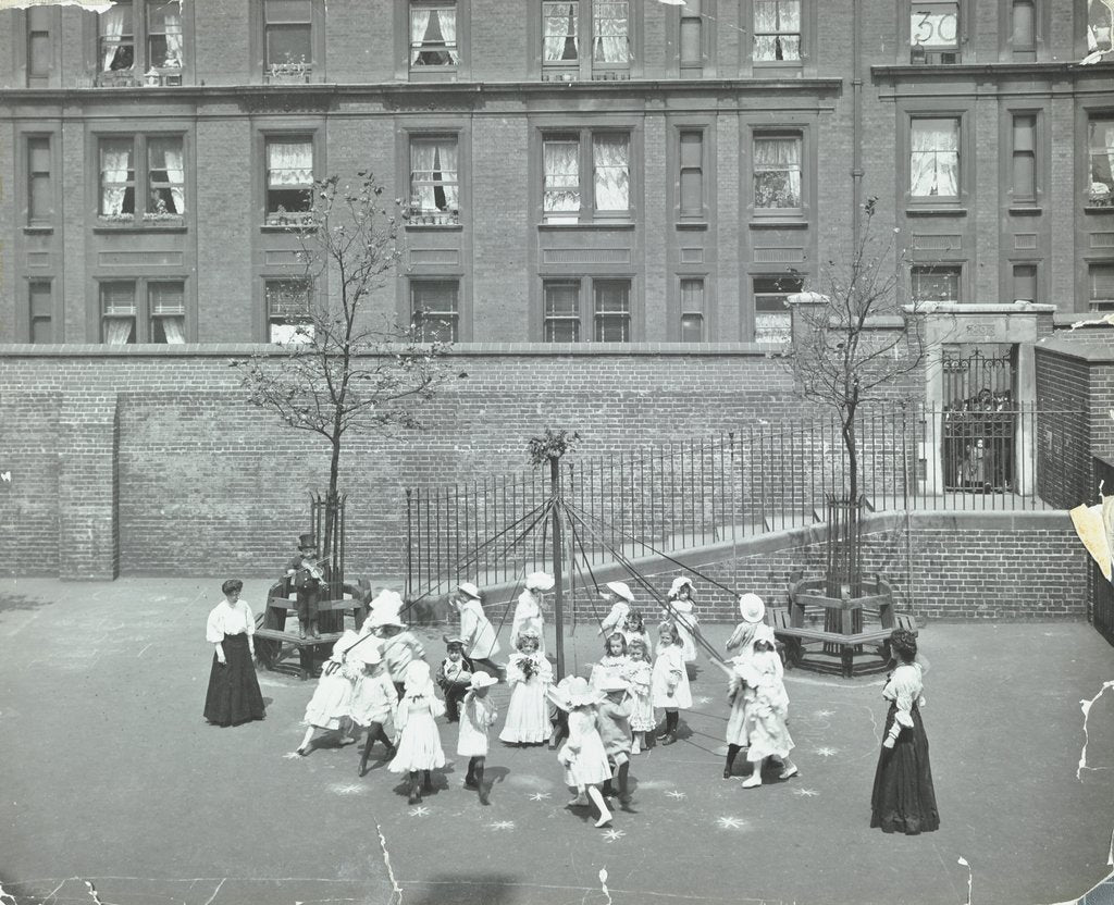 Detail of Dancing around the maypole, Hugh Myddelton School, Finsbury, London, 1906 by Unknown