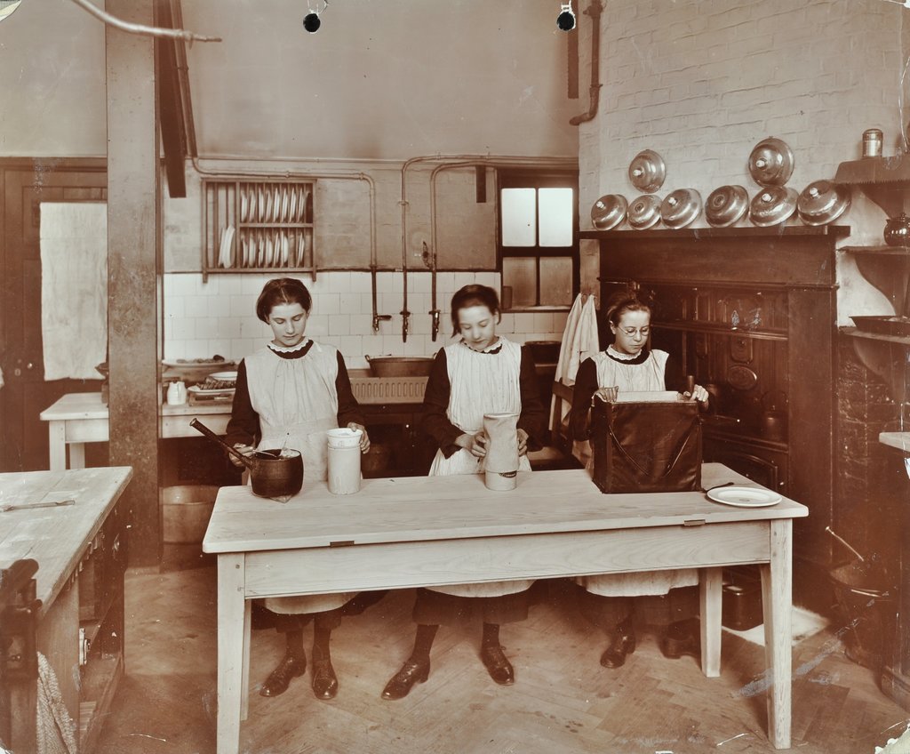 Detail of Cookery lesson, Morden Terrace School, Greenwich, London, 1908 by Unknown