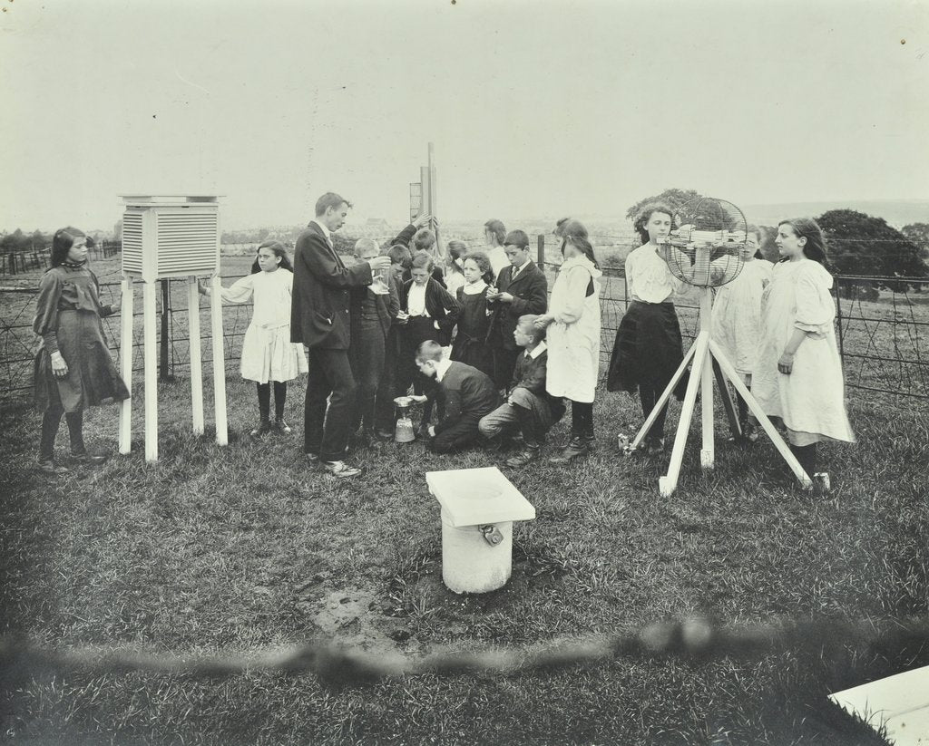 Detail of Children taking meteorological observations, Shrewsbury House Open Air School, London, 1908 by Unknown