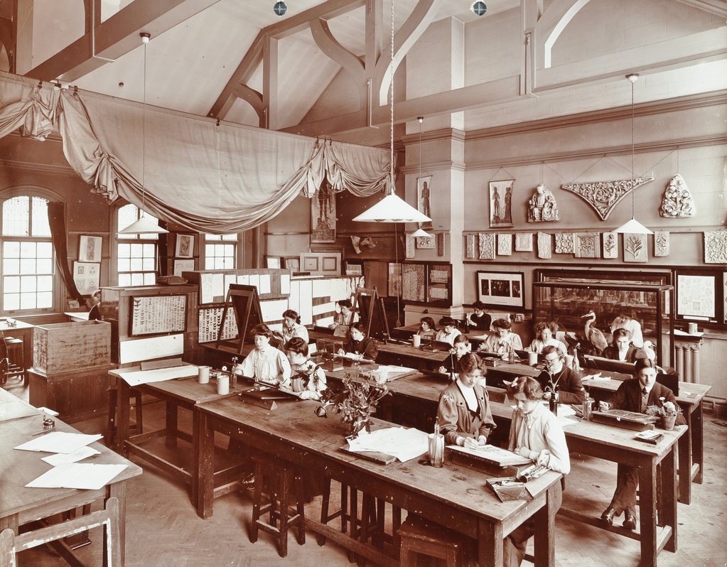 Detail of A class at the Camberwell School of Arts and Crafts, Southwark, London, 1907 by Unknown