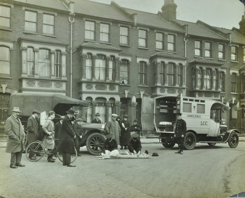 Detail of Road accident, Calabria road, Islington, London, 1925 by Unknown