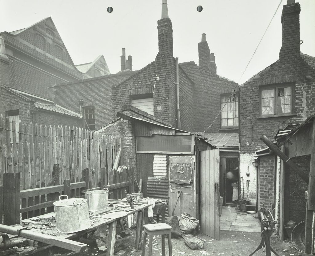 Detail of Rear of houses prior to slum clearance, Princess Road, Lambeth, London, 1914 by Unknown