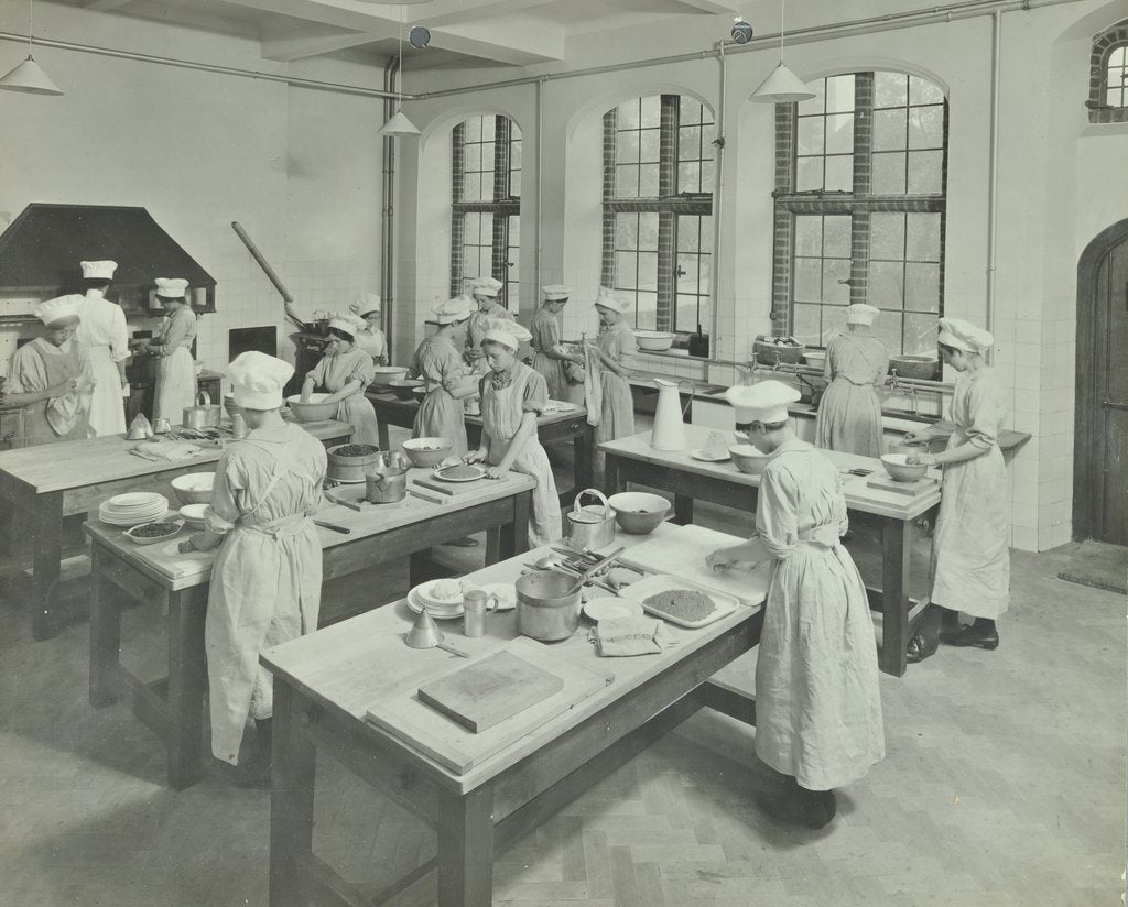 Detail of Cookery class, Hammersmith Trade School for Girls, London, 1915 by Unknown