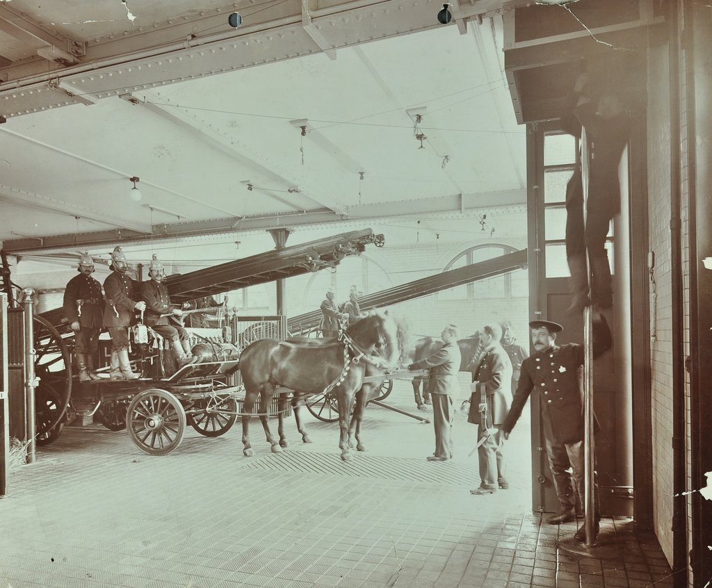 Detail of Kensington Fire Station, No 13 Old Court Place, Kensington, London, 1905 by Unknown