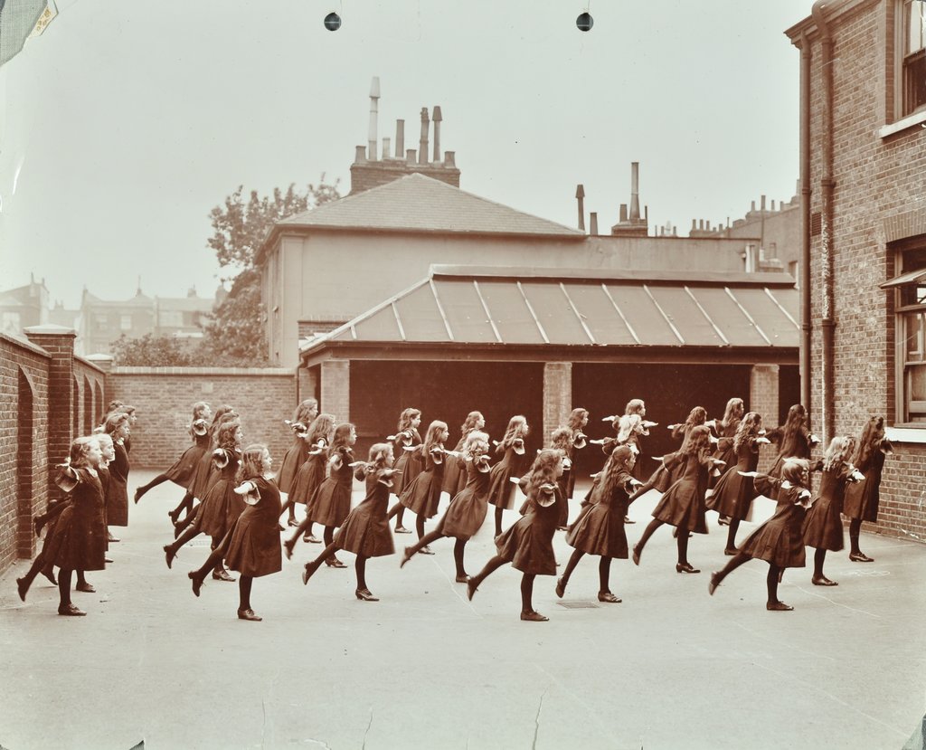 Detail of Exercise class, Buckingham Street School, Islington, London, 1906 by Unknown