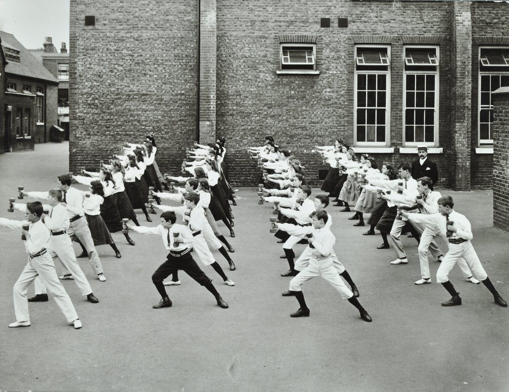 Detail of Exercise drill, Crawford Street School, Camberwell, London, 1906 by Unknown