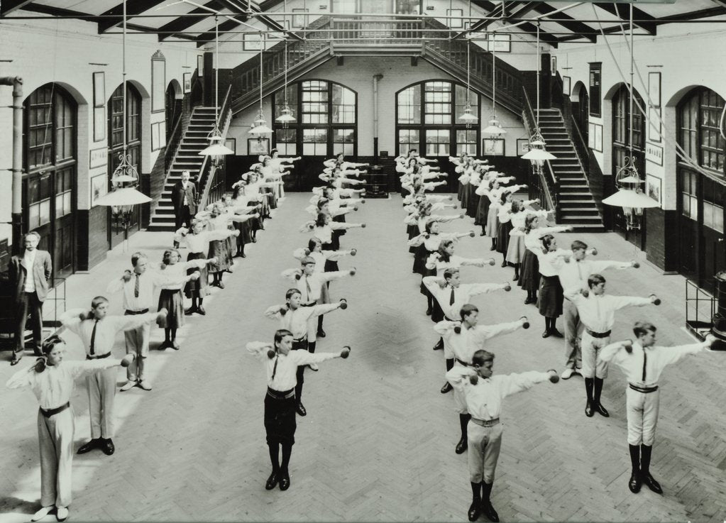 Detail of Exercise drill, Crawford Street School, Camberwell, London, 1906 by Unknown