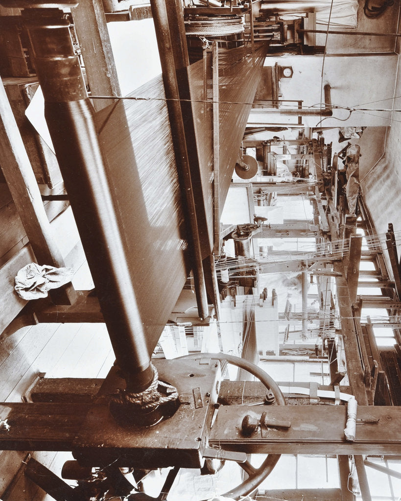 Detail of Spitalfields silk weaving industry, Alma Road, Bethnal Green, London, 1909 by Unknown