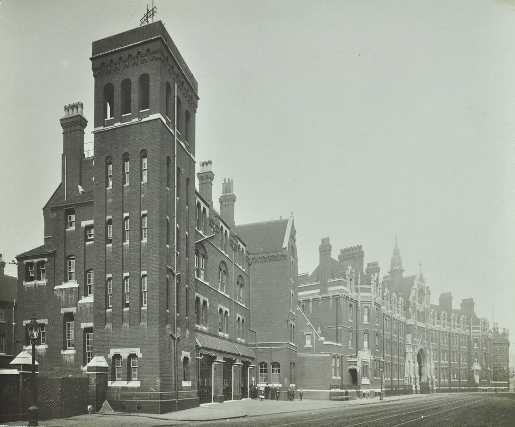 Detail of London Fire Brigade Headquarters, seen from the street, Southwark, London, (c1900-c1935?) by Unknown