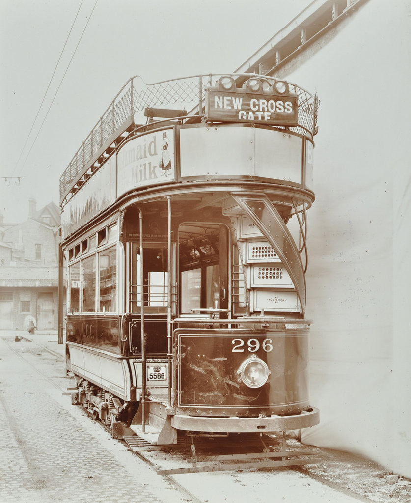 Detail of Double-decker electric tram, 1907 by Unknown