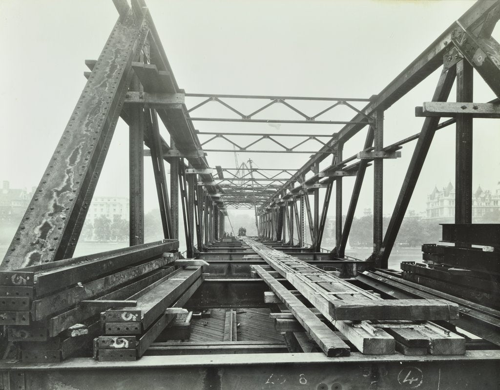 Detail of Erection of Emergency Thames Bridge, London, 1942 by Unknown