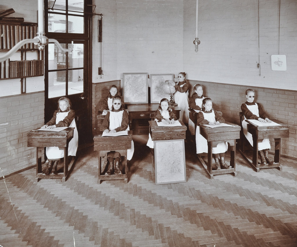Detail of Geography lesson at Elm Lodge Residential School for Elder Blind Girls, London, 1908 by Unknown