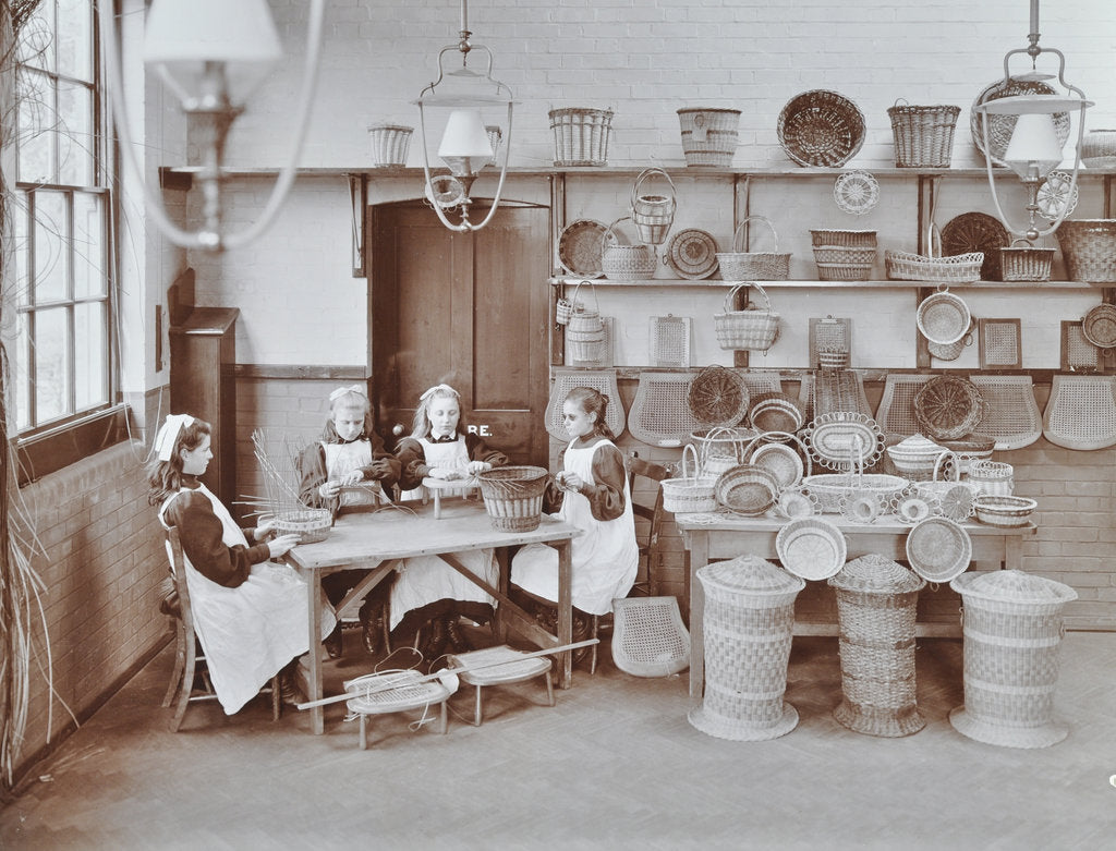 Detail of Basketry workshop at Elm Lodge Residential School for Elder Blind Girls, London, 1908 by Unknown