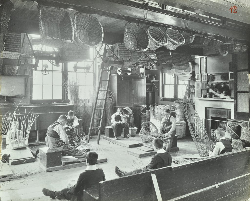 Detail of Boys making baskets at Linden Lodge Residential School, London, 1908 by Unknown