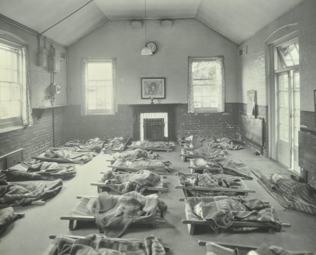 Detail of Young children asleep at Mitcham Residential School, London, 1931 by Unknown