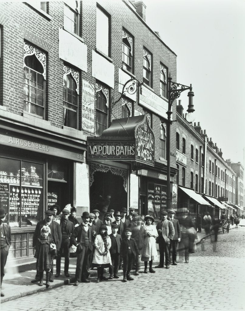 Detail of Crowd outside the Russian Vapour Baths, Brick Lane, Stepney, London, 1904 by Unknown