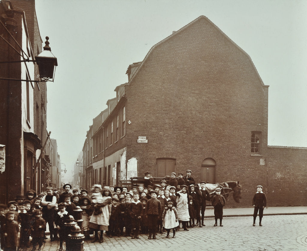 Detail of Crowd of East End children, Red Lion Street, Wapping, London, 1904 by Unknown