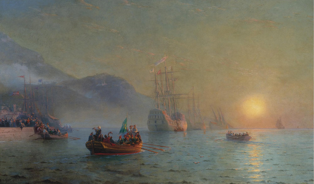 Detail of Christopher Columbus sailing from Palos, 1892 by Ivan Konstantinovich Aivazovsky