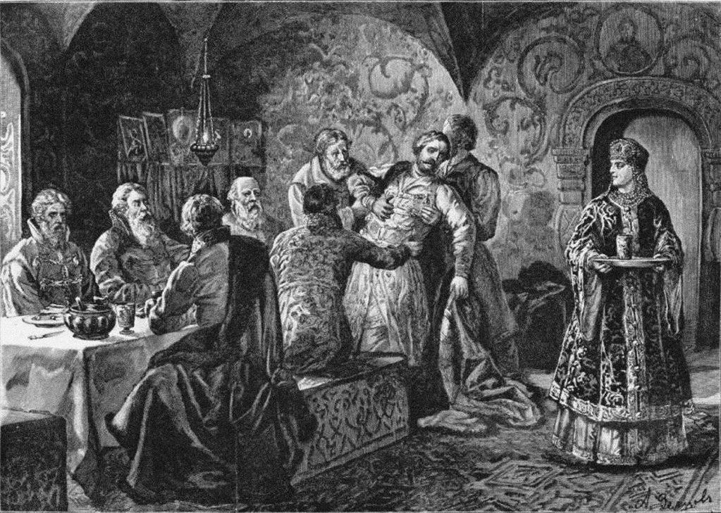 Detail of Prince Mikhail Vasiliyevich Skopin-Shuisky at the Feast of Count Vorotynsky by Alexander Efimovich Zemtsov