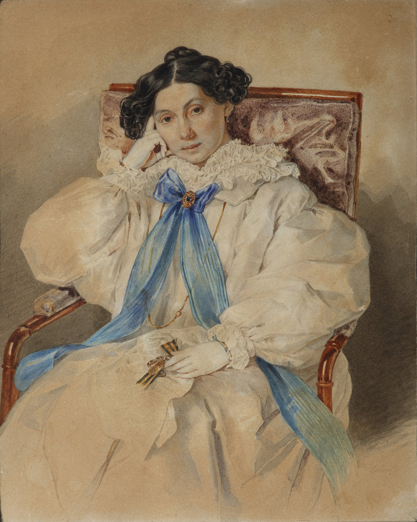 Detail of Portrait of Elizabeth Mikhailovna Khitrovo, 1838 by Pyotr Fyodorovich Sokolov