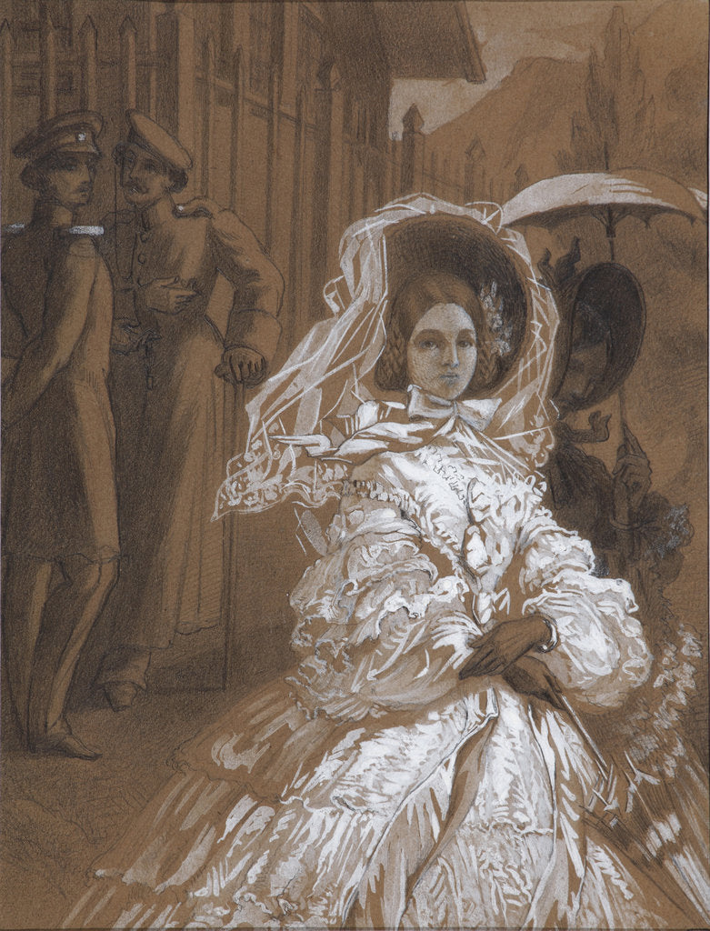 Detail of Princess Mary. Illustration to the novel A Hero of Our Time by Mikhail Lermontov, 1862 by Vasili Vasilyevich Vereshchagin