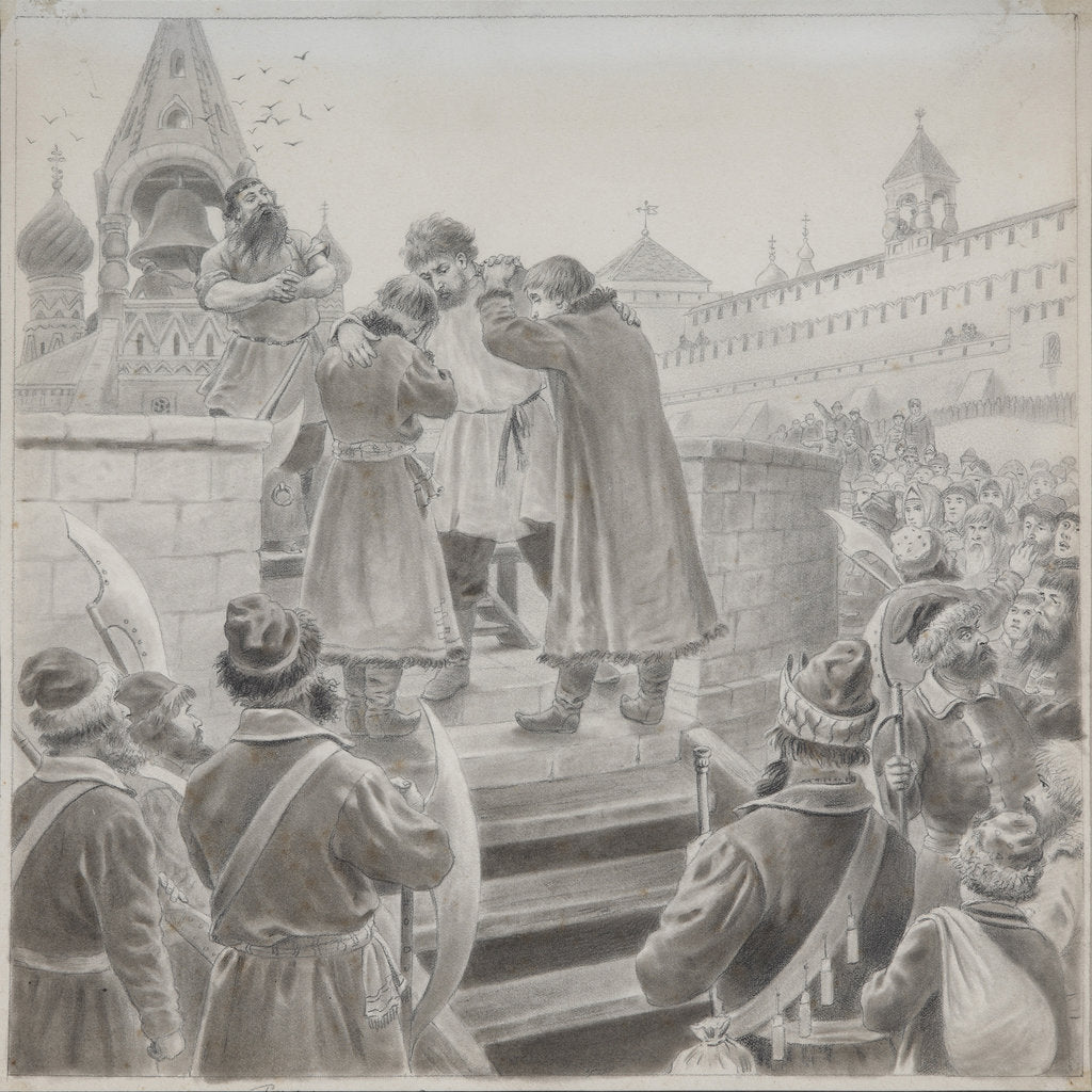 Detail of Illustration to the poem The Song of the Merchant Kalashnikov by M. Lermontov by Pyotr Ivanovich Korovin
