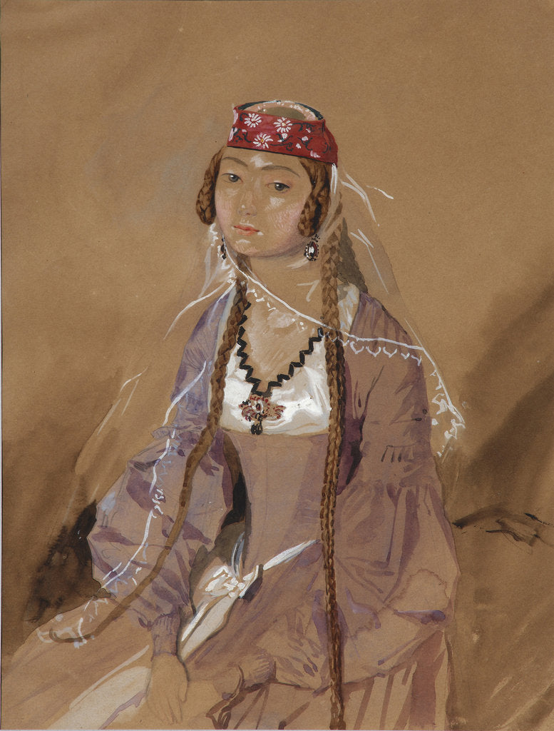 Detail of Portrait of Countess Marta Sologashvili, Princess Eristavi, 1840-1842 by Grigori Grigorievich Gagarin