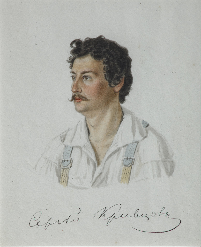 Detail of Portrait of the Decembrist Sergey Krivtsov, 1828 by Nikolai Alexandrovich Bestuzhev