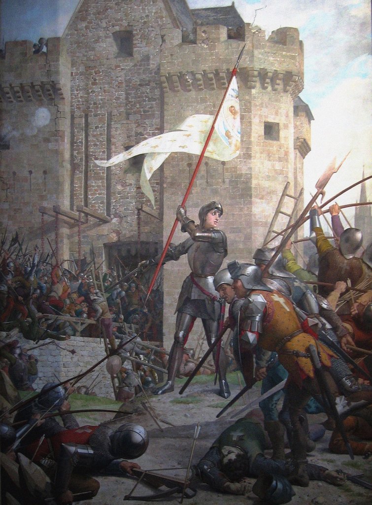 Detail of Joan of Arc in armour before Orléans, 1886-1890 by Jules Eugène Lenepveu