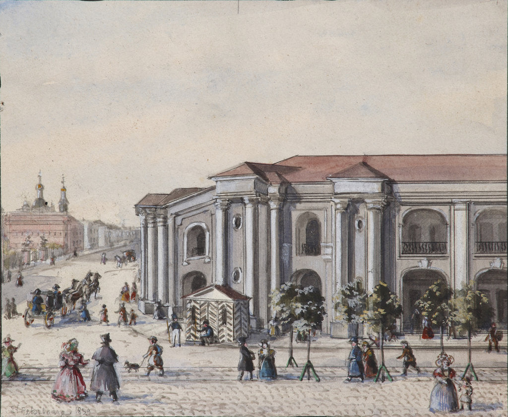 Detail of The Saint Petersburg Great Gostiny Dvor (Merchant Yard), 1830-1840s by Vasily Semyonovich Sadovnikov