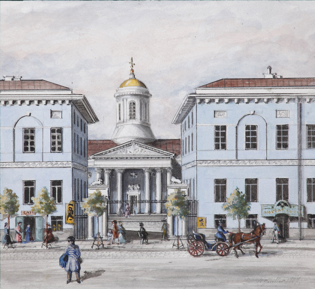Detail of The Nevsky Prospekt in Saint Petersburg, 1830-1840s by Vasily Semyonovich Sadovnikov