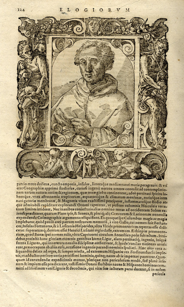 Detail of Portrait of Christopher Columbus. (From Elogia virorum bellica virtute illustrium by Paolo Giovio), by Anonymous