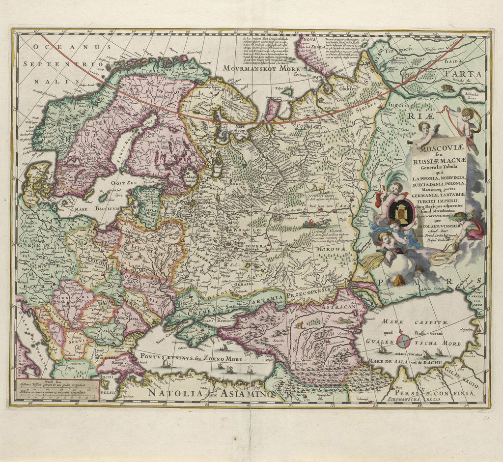 Detail of Map of Russia, Second Half of the 17th century by Nicolaes Visscher
