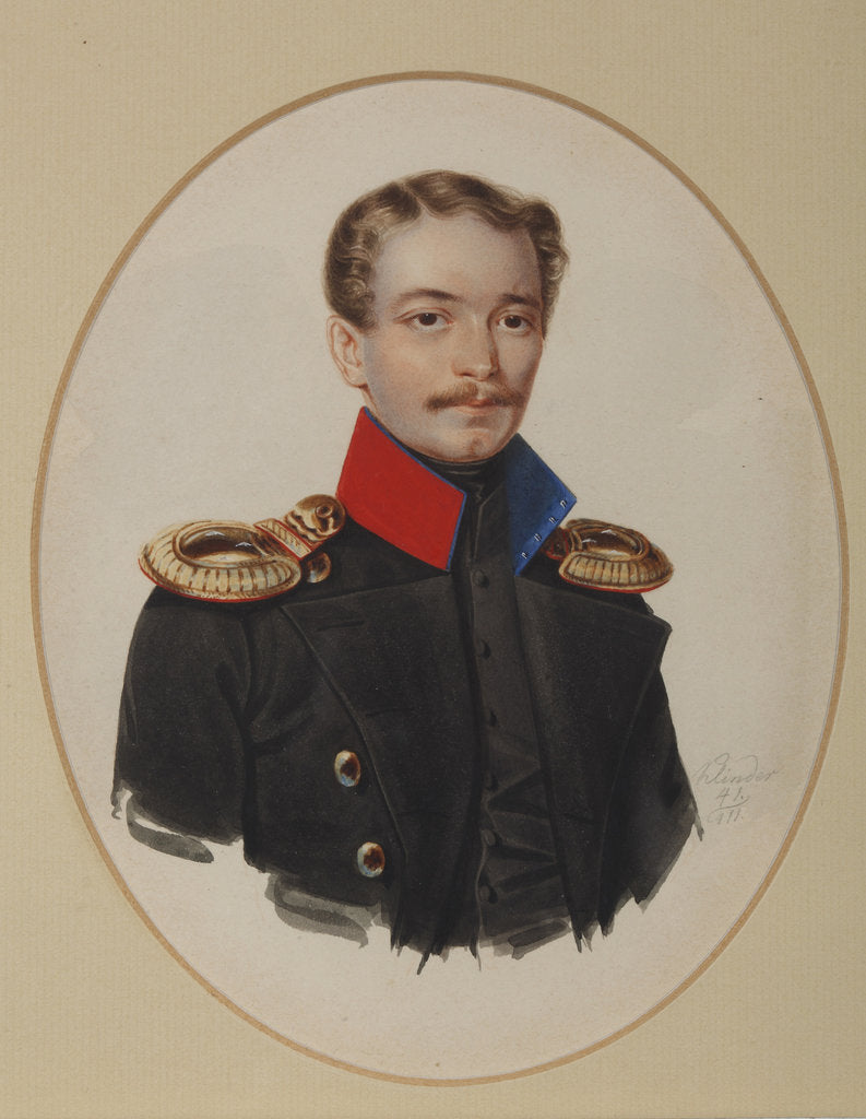 Detail of Portrait of Platon Ivanovich Panshin, 1841 by Alexander Ivanovich Klünder