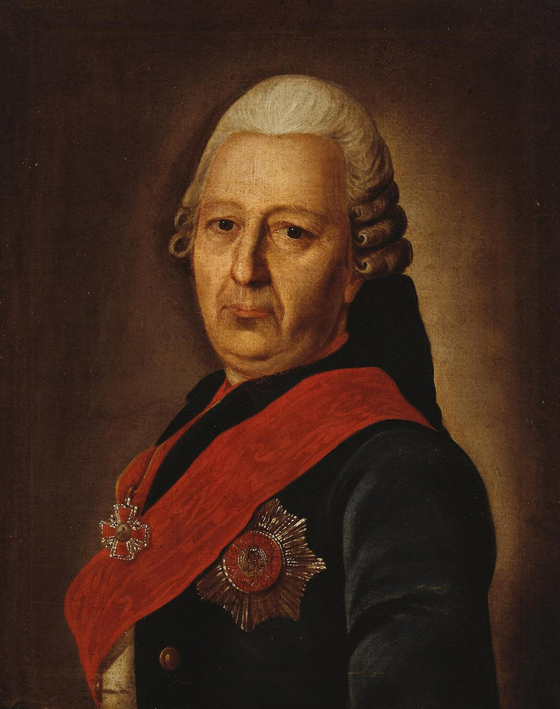 Detail of Portrait of Alexey Mikhailovich Obrezkov, 1770s by Anonymous