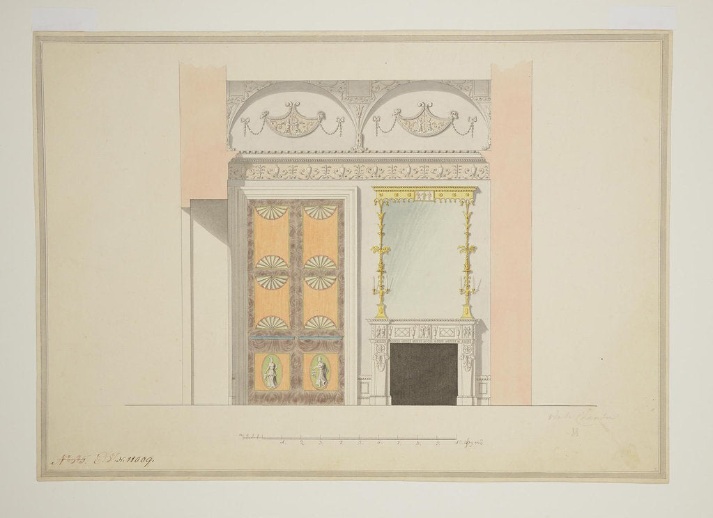 Detail of Design of the Cabinet Library, Early 1780s by Charles Cameron