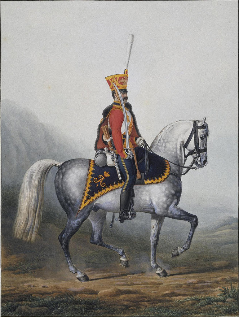 Detail of Soldier of the Life-Guards Hussar Regiment, 1817-1824 by Alexander Ivanovich Sauerweid