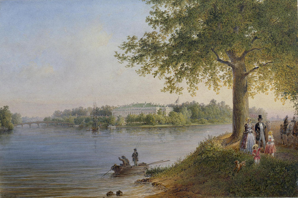 Detail of View of the Kamennoostrovsky Palace in St Petersburg, 1847 by Vasily Semyonovich Sadovnikov