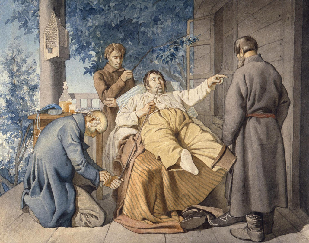 Detail of Landlord and his Serfs, 1853 by Konstantin Alexandrovich Trutovsky
