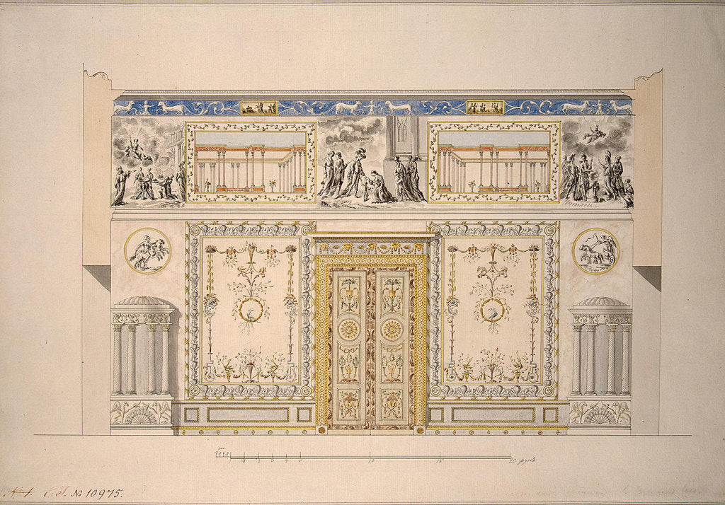 Detail of Design for the Lyons Hall (Yellow Drawing-Room) in the Great Palace of Tsarskoye Selo, Early 1780s by Charles Cameron