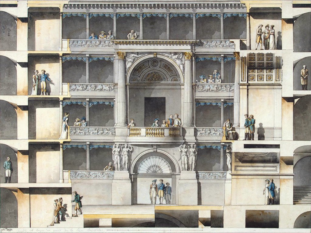 Detail of The Saint Petersburg Imperial Bolshoi Kamenny Theatre. Parts of the Auditorium with the Tsars Box, by Giacomo Antonio Domenico Quarenghi