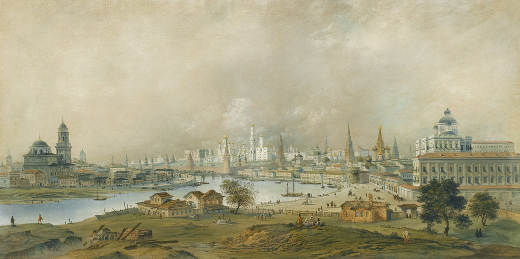 Detail of View of the Moscow Kremlin from the Ustinsky Bridge by Carlo Bossoli