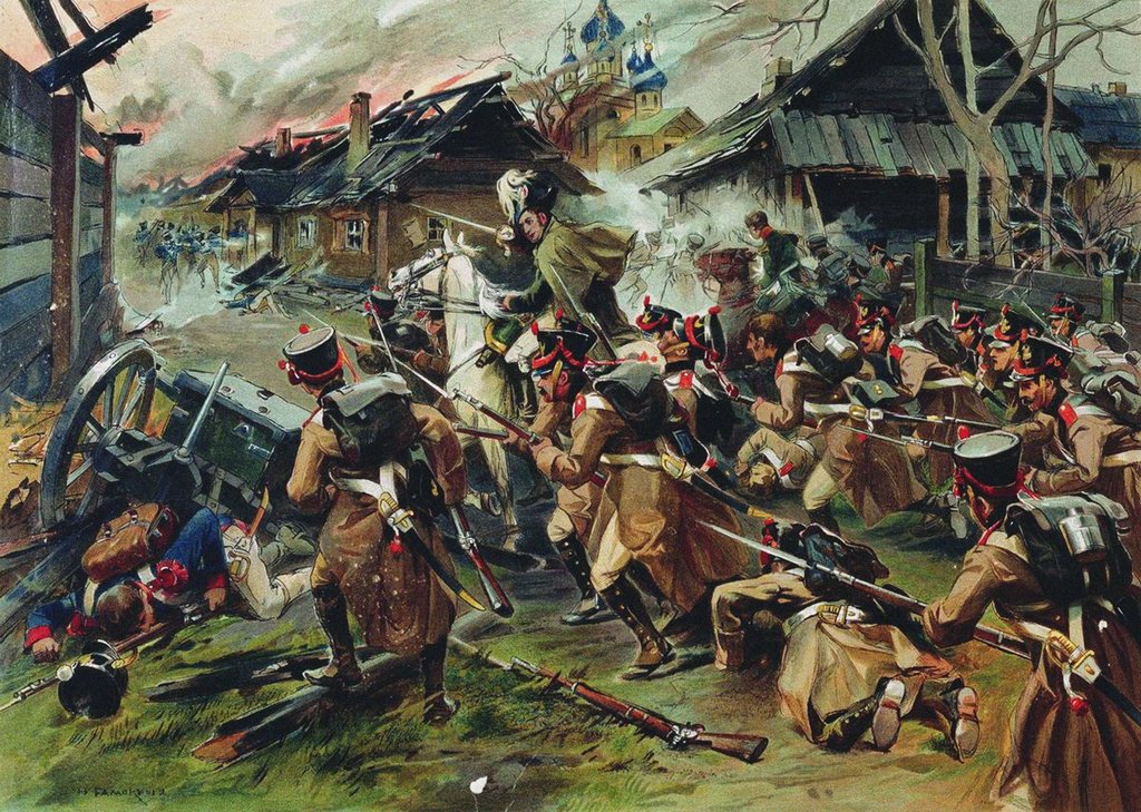Detail of The Battle of Maloyaroslavets on 24 October 1812, 1900-1910 by Nikolai Semyonovich Samokish