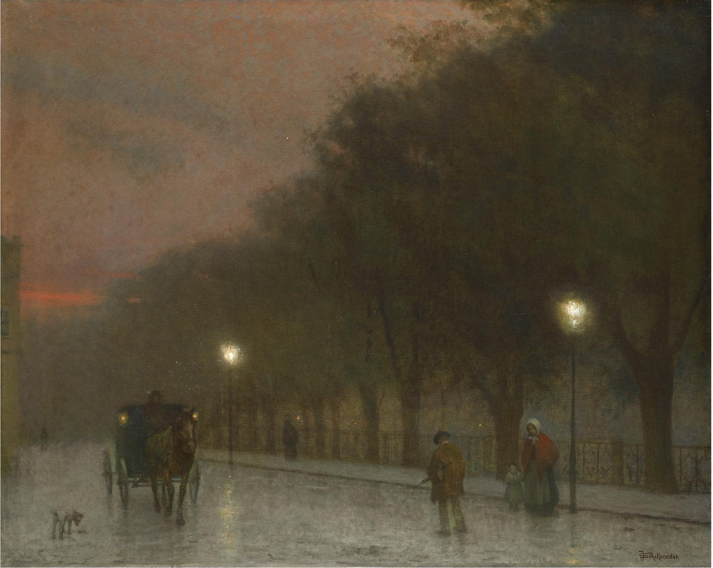 Detail of Prague at dusk, c. 1910 by Jakub Schikaneder