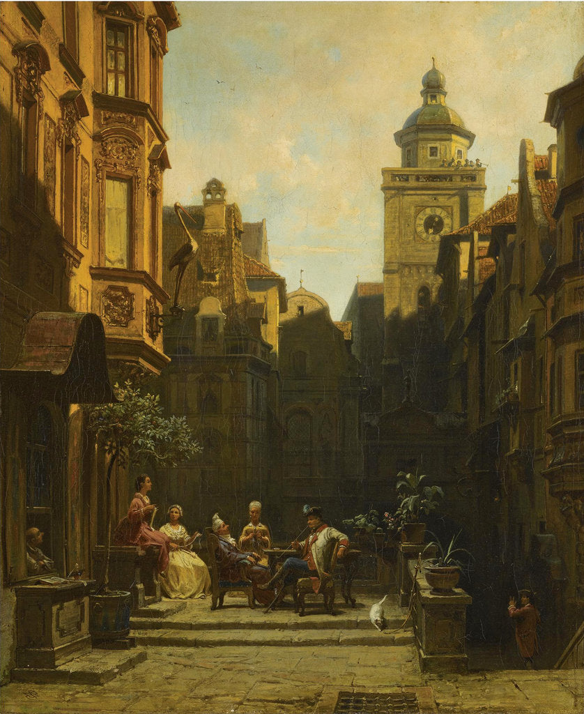 Detail of A Good Gossip by Carl Spitzweg