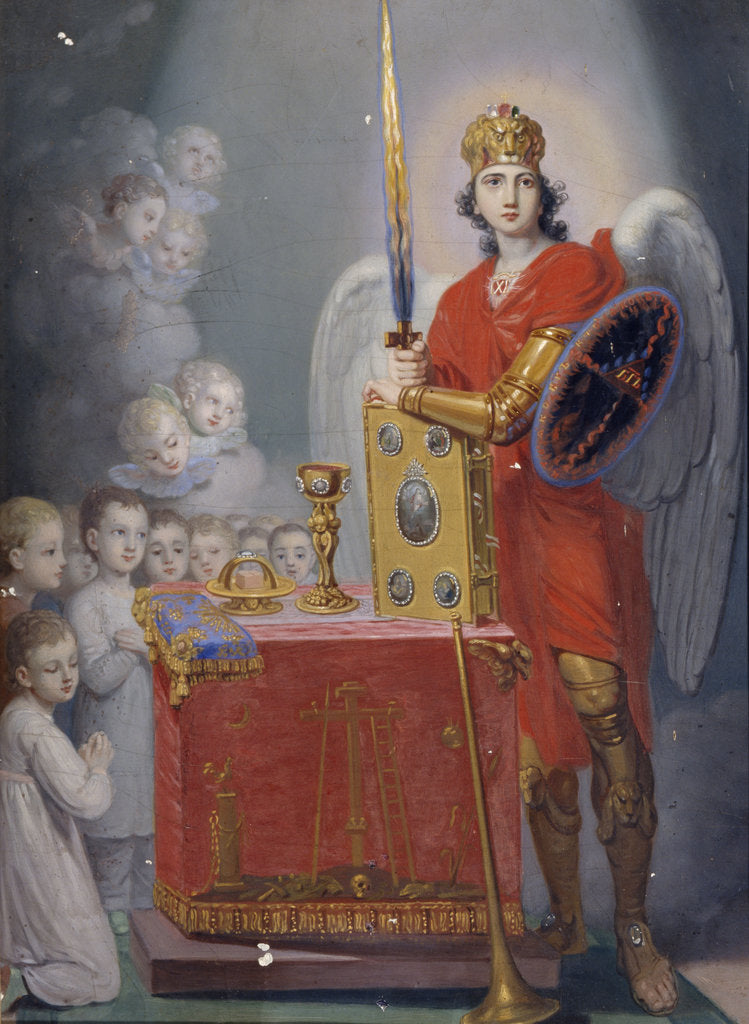 Detail of The Children of the Emperor Paul I before the altar, protected by Archangel Michael by Vladimir Lukich Borovikovsky